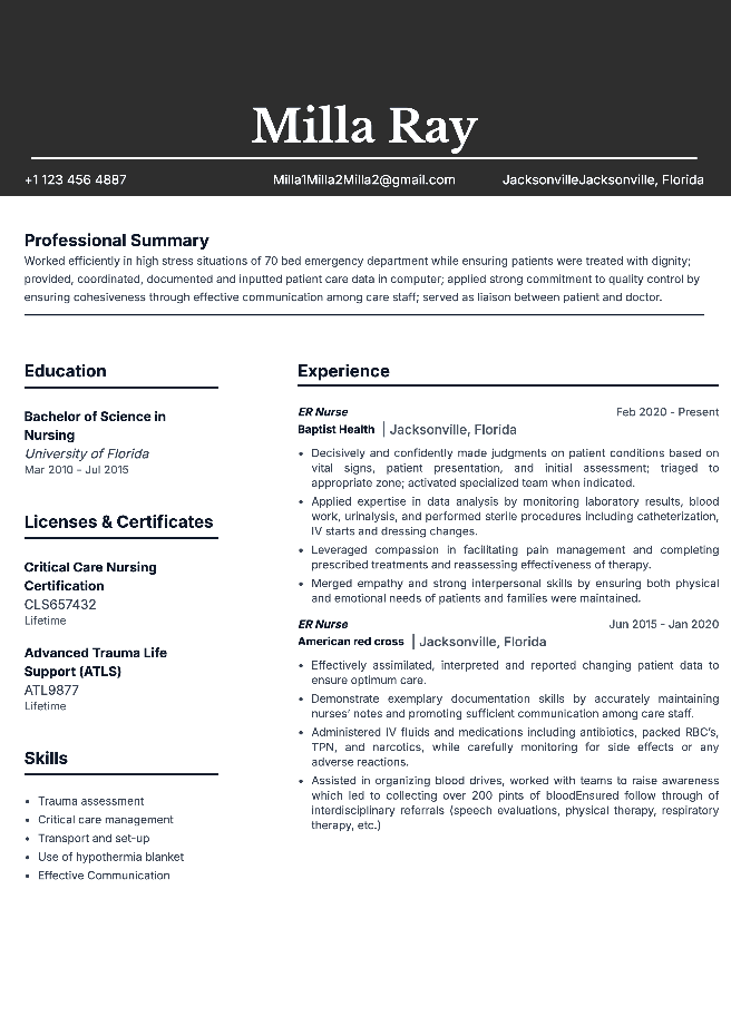 Prime Nurse Resume Template - Formal design for nursing professionals